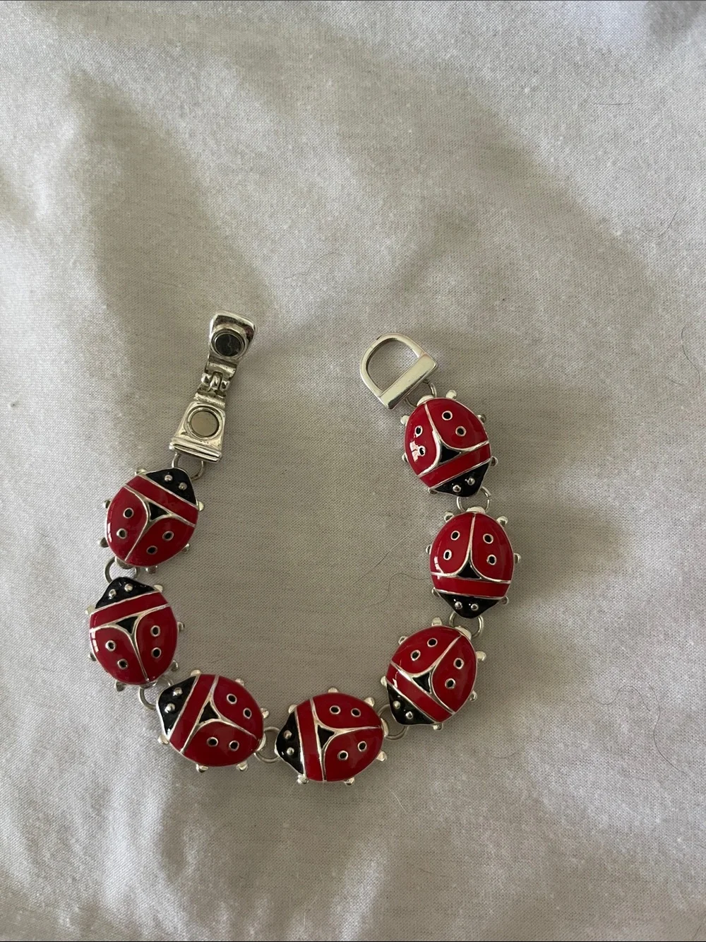 Red Ladybug Charm Bracelet - Women Jewelry